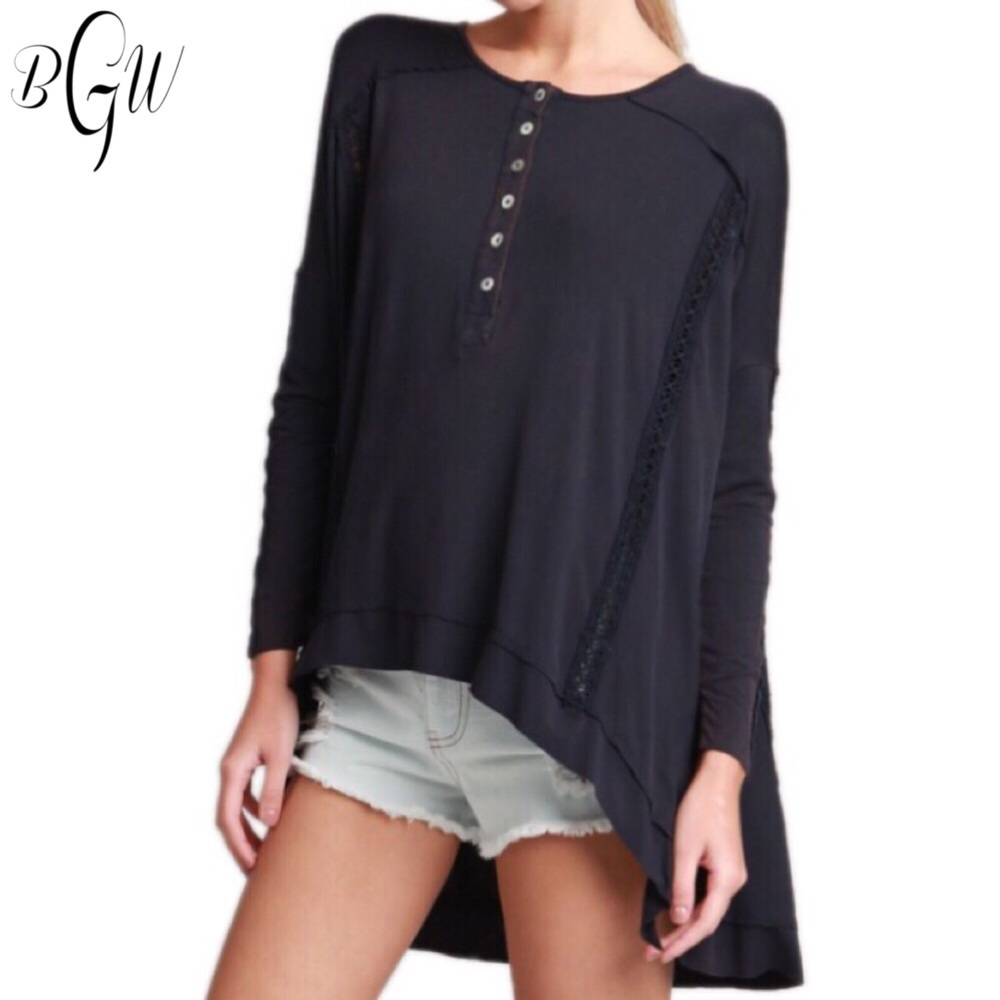 ❤️SALE 5🌟POL Long Sleeve Navy Silhouette Top - Picture 2 of 6